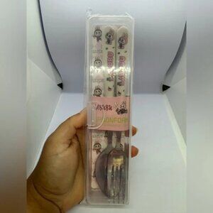 Labubu, Lafufu Set of Spoon & Fork Box, Pink Labubu Logo